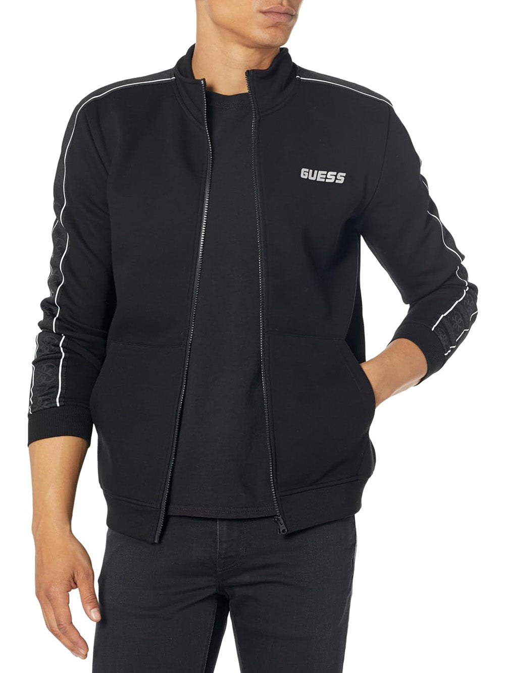 GUESS Felpa con zip Uomo - Nero modello Z2YQ10KB3P2