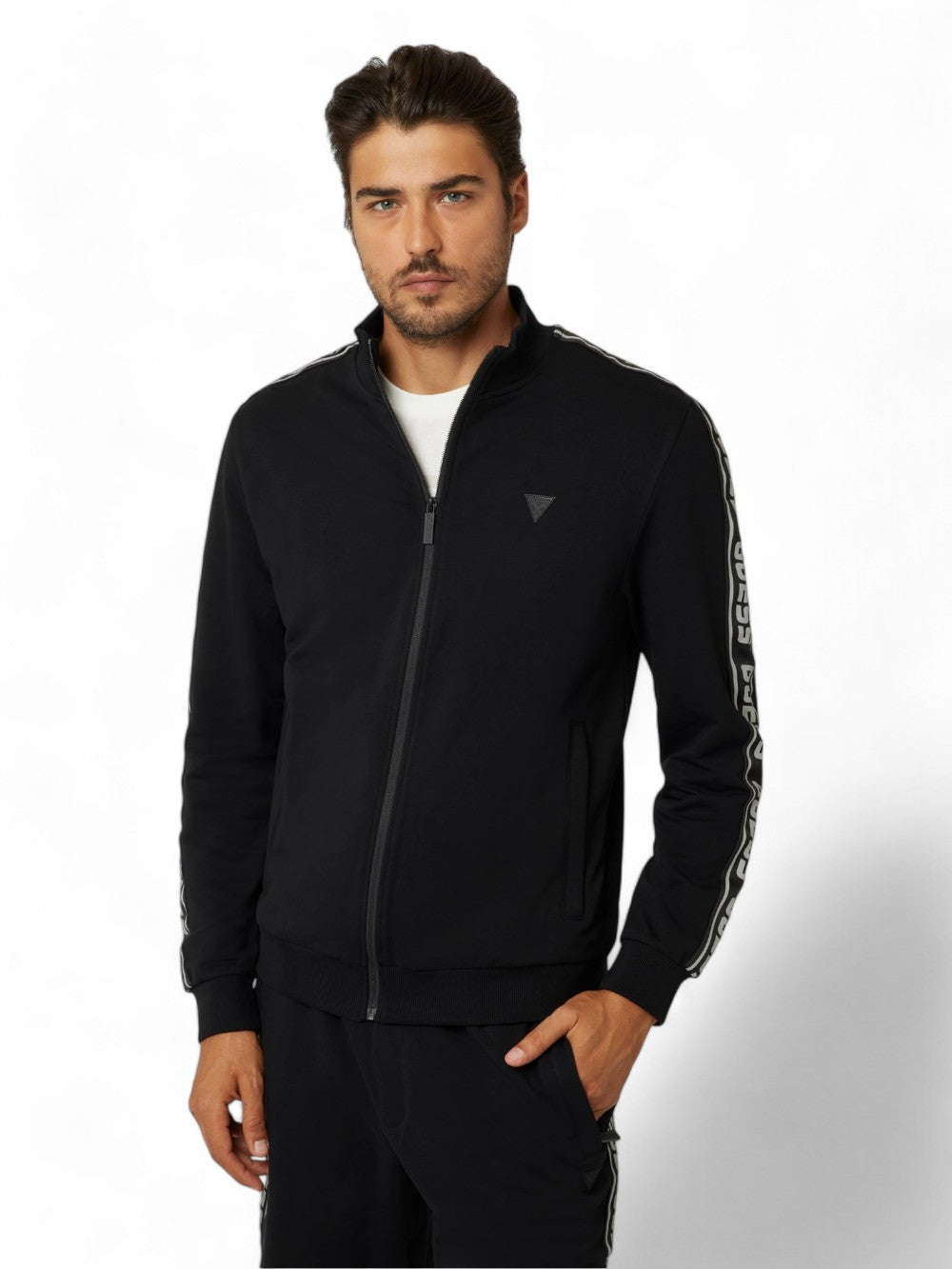 GUESS Felpa con zip Uomo - Nero modello Z2YQ12K6ZS1